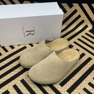 The Row Tan Suede Mules
